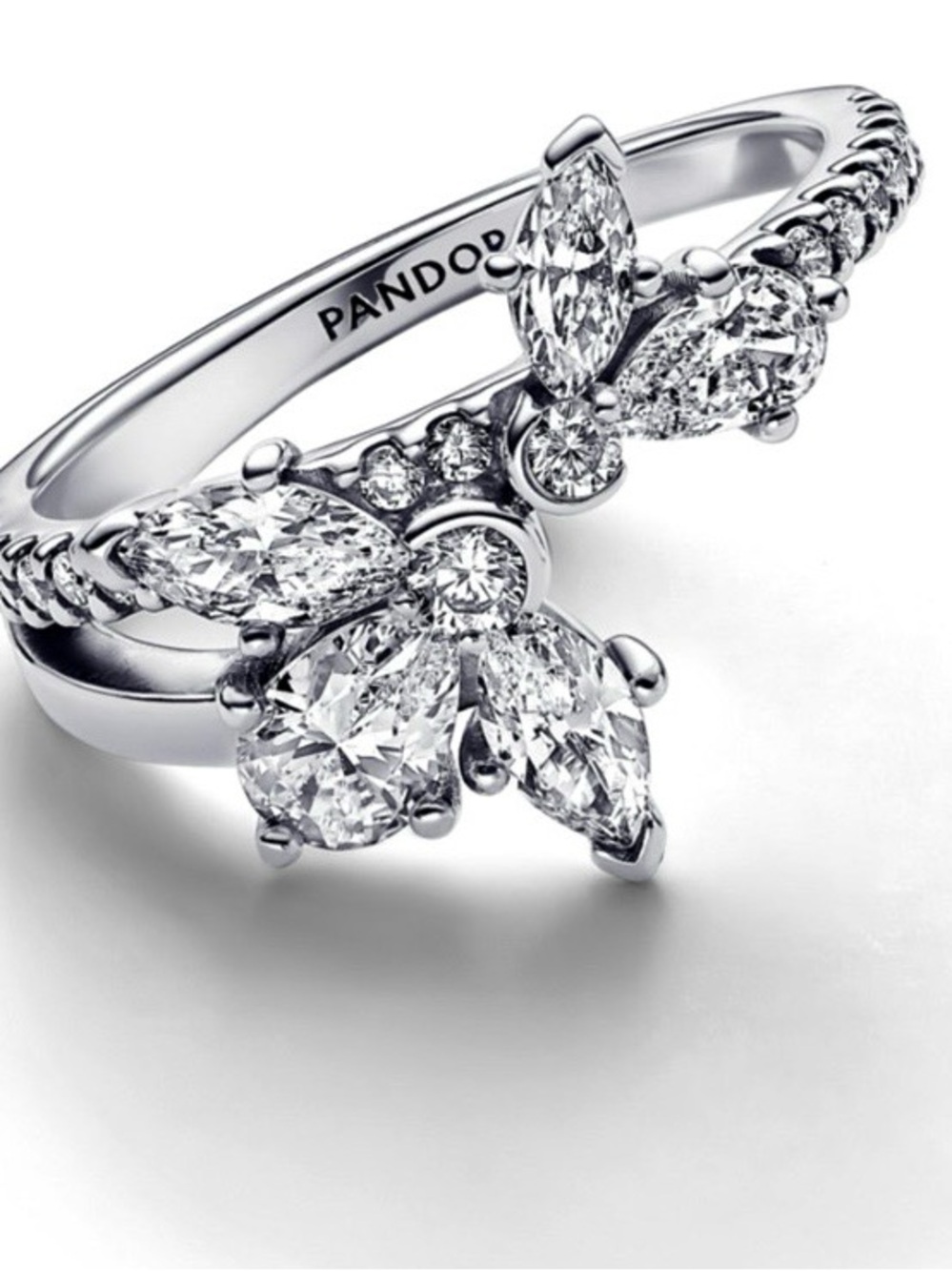 Pandora Silver Butterfly Cluster Ring with Clear Stones